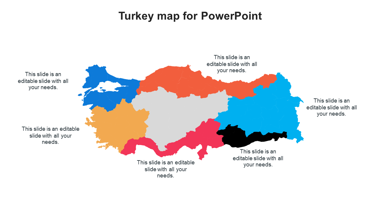 Creative Turkey Map For PowerPoint Presentation slides
